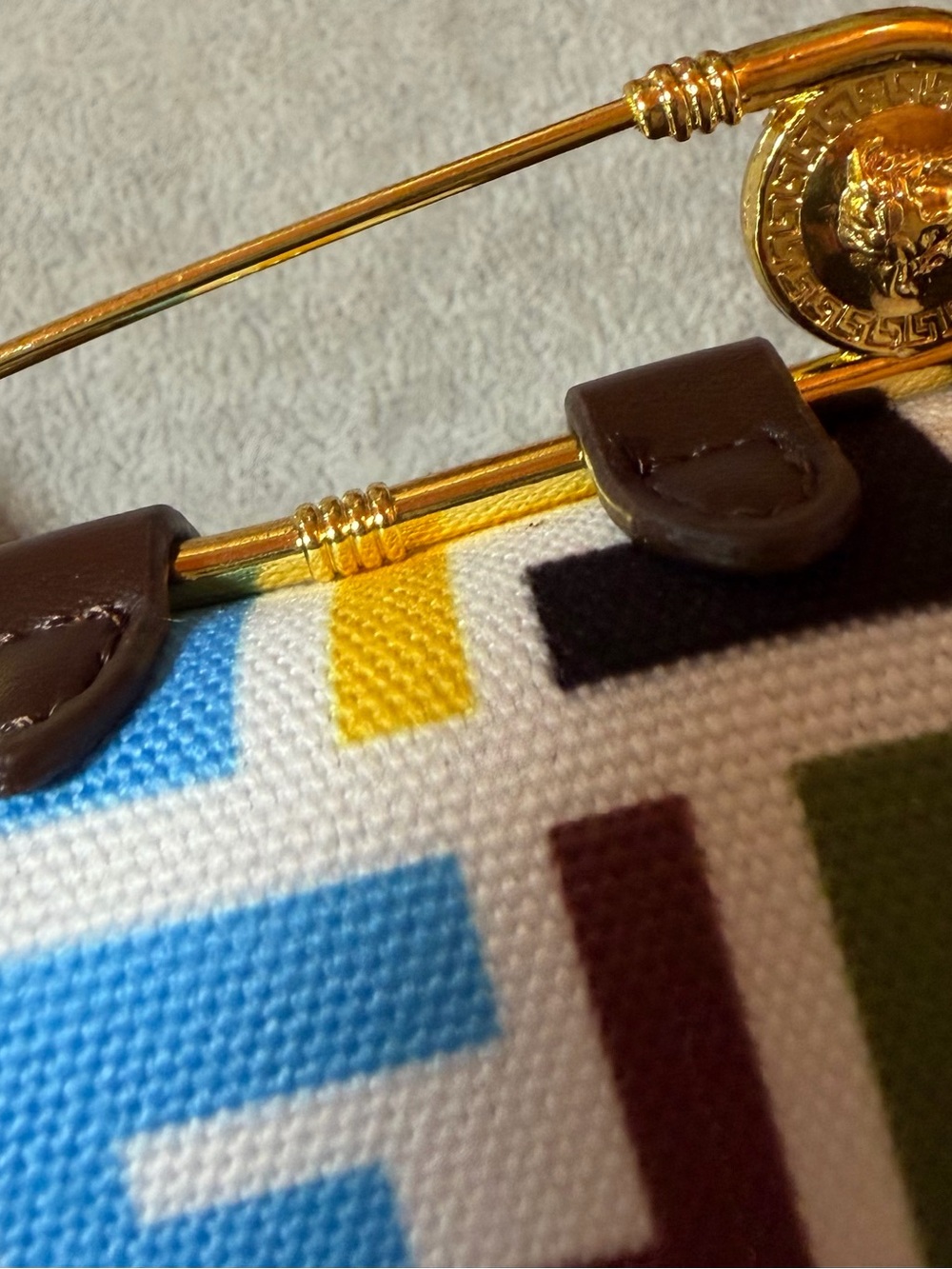 Fendace Multicolor Versace/Fendi Logo Mini Bag with Gold Medusa Accent - Picture 11 of 14